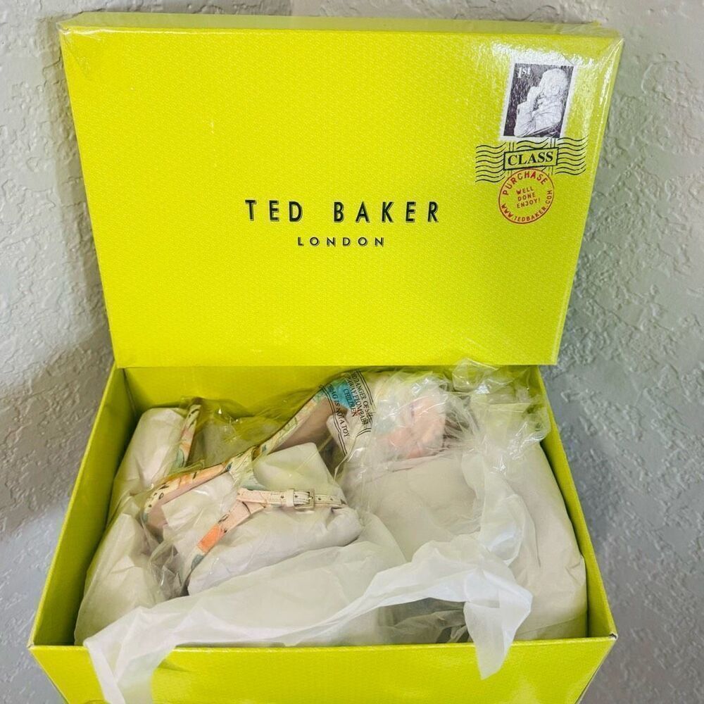 Ted Baker London Nestar Ankle Strap Heeled Sandal, Floral‎ Multi, Size 9.5 NWT - Picture 2 of 16